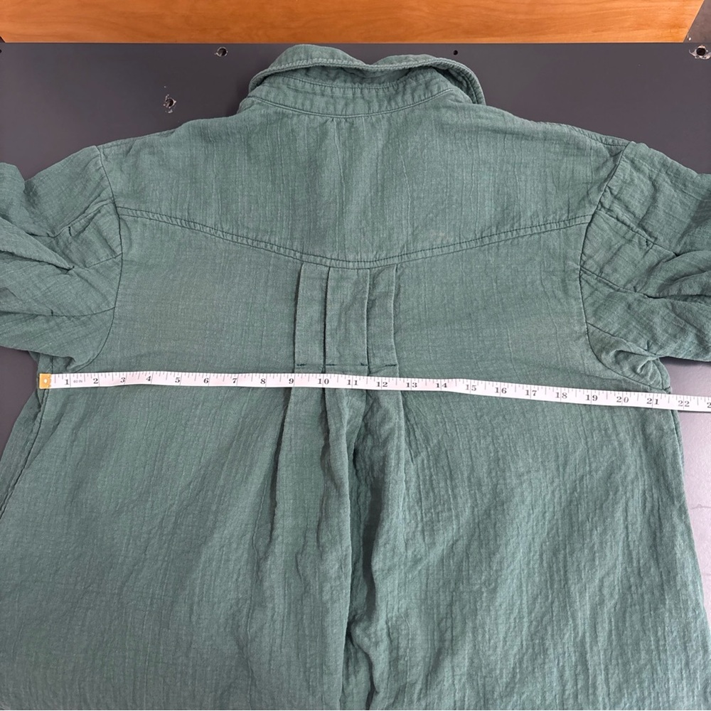 Free People Thalia Mini Shirtdress S Pullover Jacket Button Oversized Teal Boho - Picture 15 of 16